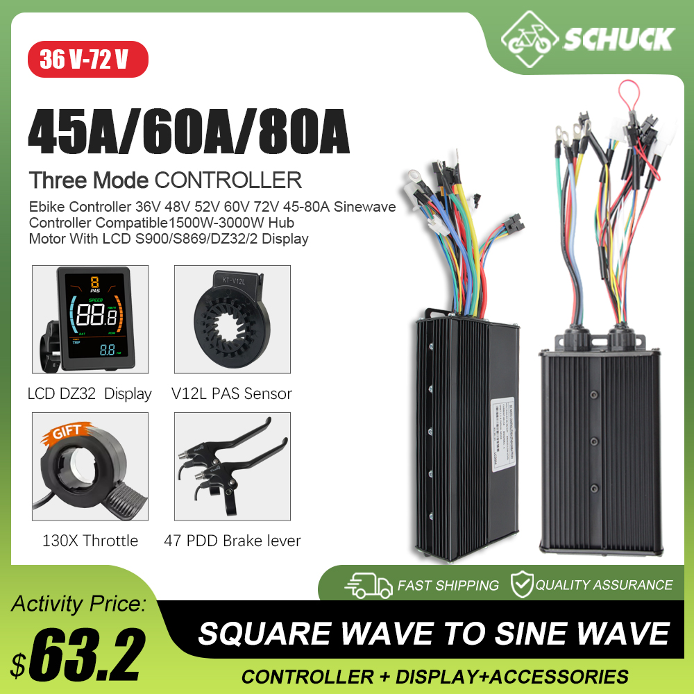 E-bike 3Mode 48V 52V 60V 72V 4 - Sine Wave Controller 48V 72V 80A recension och pris