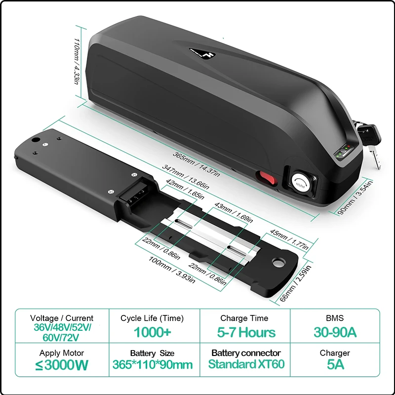 72V60V 48V 20AH 52V 36V 30AH 4 - Ebike Battery 48V 20Ah Hailong recension och pris