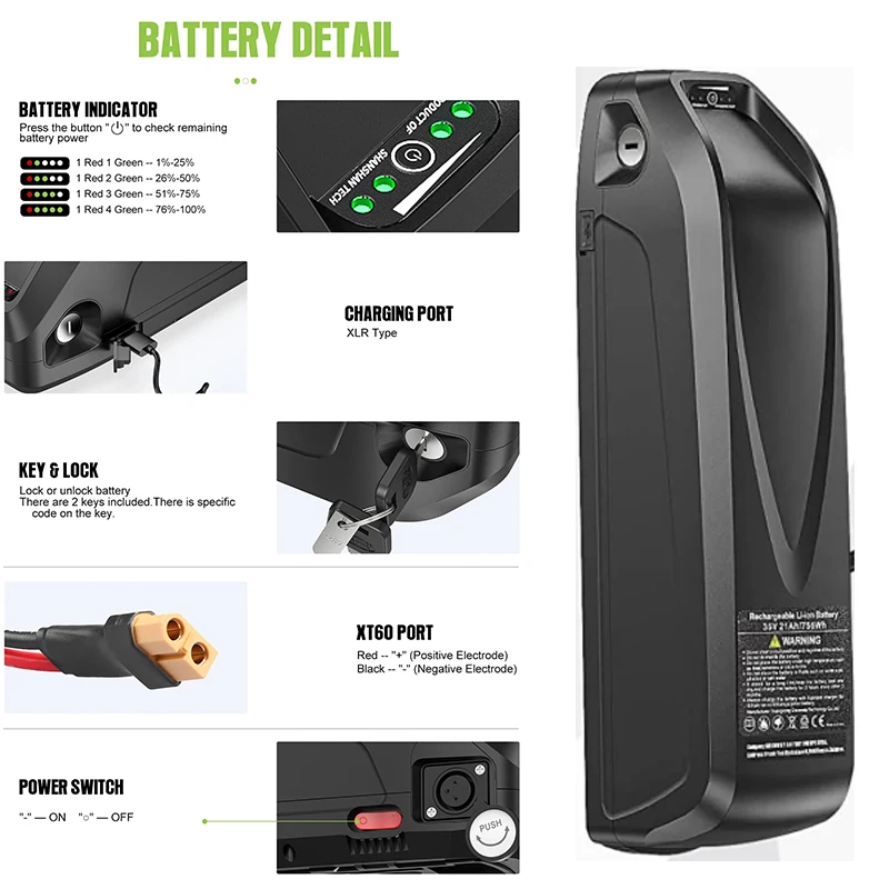 36V 48v 52v Electric Bicycle H - Ebike Battery 48V 20Ah Hailong recension och pris